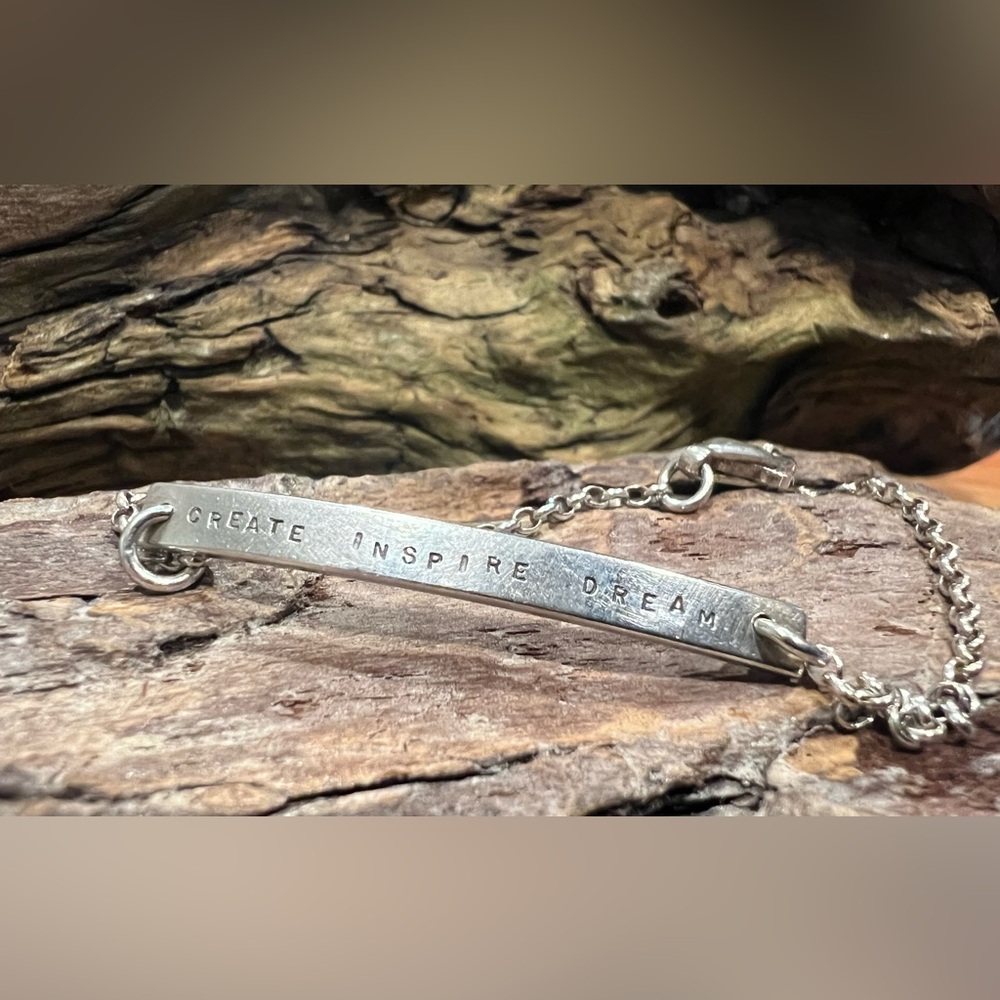 MJI Italy Bracelet Chain Sterling Silver Engraved Create Inspire Dream 19 cms M